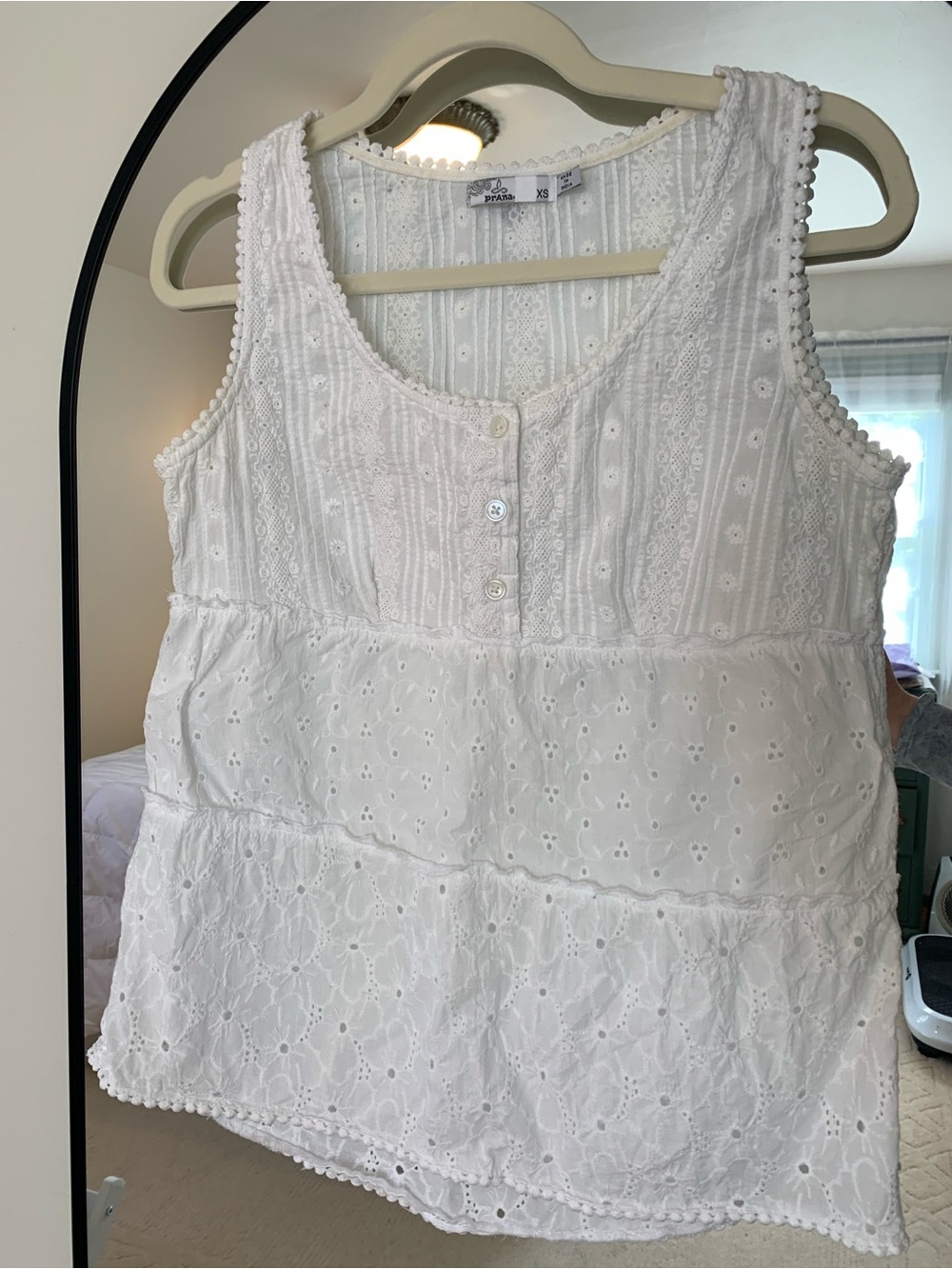 Prana Women’s White Eyelet Tiered Sleeveless Top
